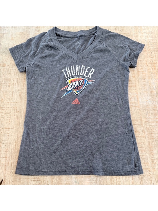 adidas Tops - Oklahoma City Thunder OKC Adidas Women’s L Gray V-Neck T-Shirt NBA Basketball